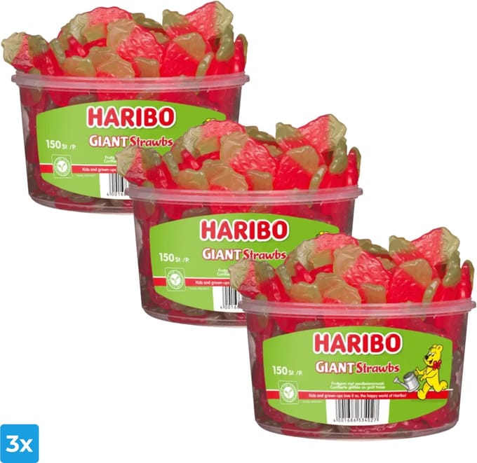 Haribo Aardbeien (3x 150 stuks)