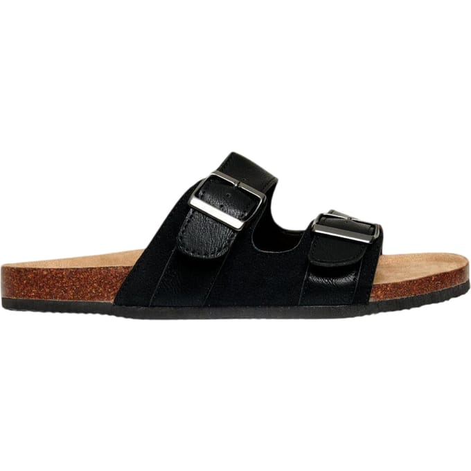 Threadbare Atticus platte slippers met dubbele gesp voor heren (Zwart)
