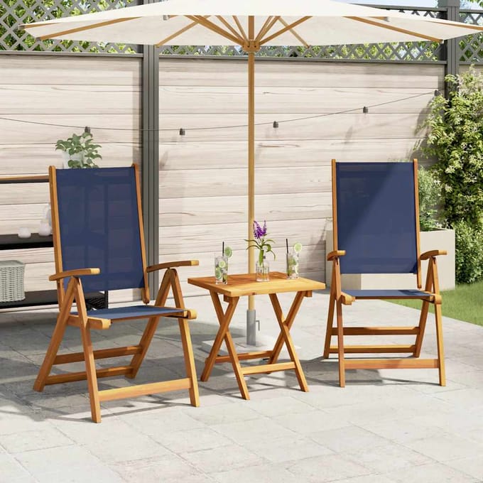 vidaXL - Opklapbare - stoelen, - 2 - stuks, - van - massief - acaciahout - en - textilene.