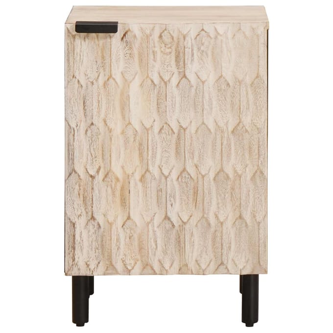 vidaXL - Badkamerkast - met - plank - Wit - 38 - x - 33 - x - 58 - cm - Massief - Mango - Hout