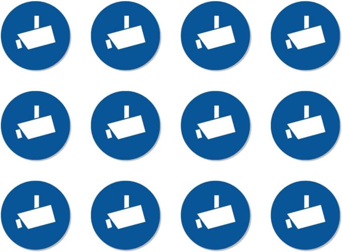 Veiligheidsstickers - Camera Stickers - Object Beveiligen - Waterproof UV Bestendig - Ø 2.5 cm 12 Stuks - Blauw