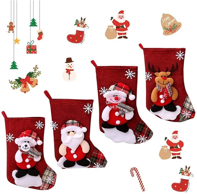 Dailygoods- Kerstkous 4 stuks - Snoepzakken voor open haard