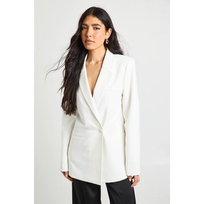 boohoo Dames Tall Essential Oversized Blazer | Ivory | Maat: 16
