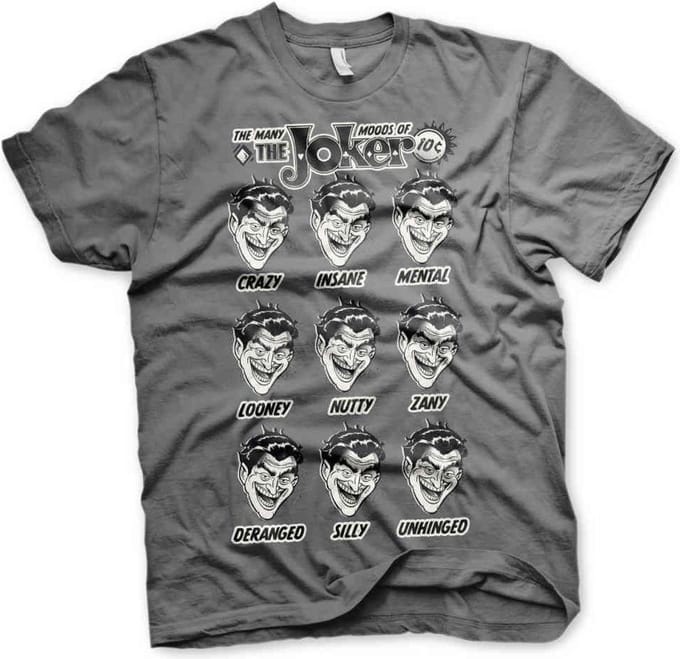 DC Comics Batman Heren Tshirt -L- The Many Moods Of The Joker Grijs