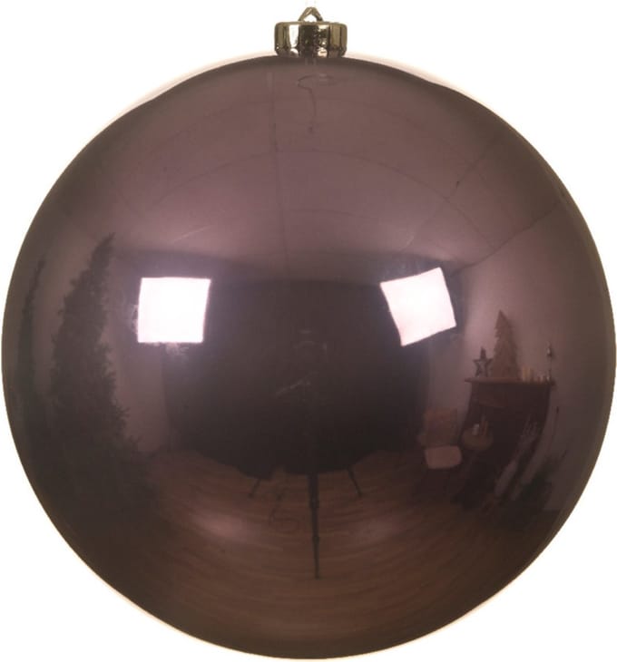 Decoris Kerstbal - lila paars - groot - D14 cm - kunststof - glans - kerstversiering