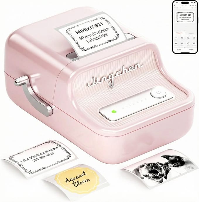 Niimbot B21S - Labelprinter - Roze - Bluetooth - Printbreedte 25-50mm - direct thermisch - 203dpi - 1500mAh