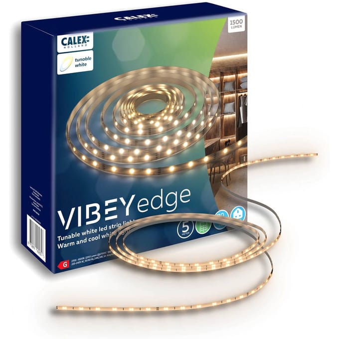 Calex Vista LED Strip 5 meter - Voor Binnen - Warm wit licht - Inclusief Afstandsbediening
