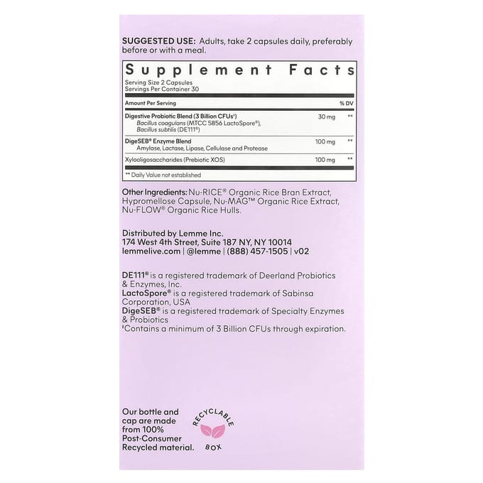Lemme Debloat Capsules – Voedingssupplement – Spijsvertering & Dagelijkse Support – 60 Capsules