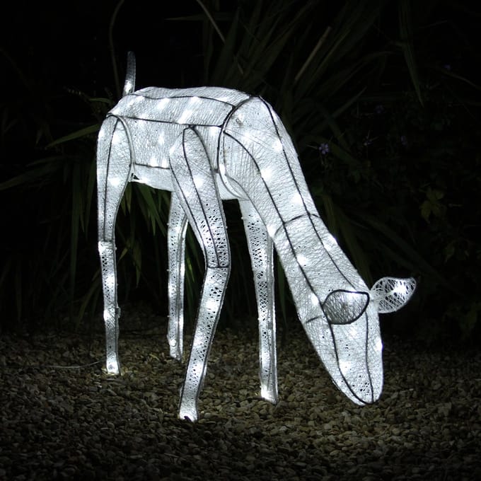 Verlicht kerstfiguur - LED Rendier Hert - Wit - 12 meter kabel - 120 witte lampjes - kerstverlichting kerstversiering