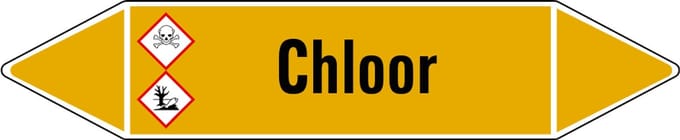 Chloor leidingmarkering op vel 75 x 17 mm - 8 per vel