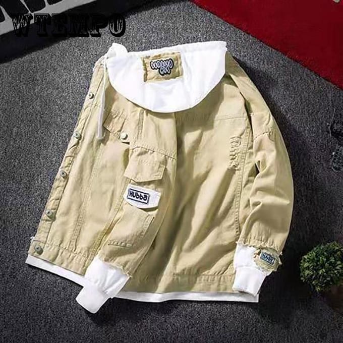 Herfst Dames Jas Mode Capuchon Spijkerjasje Gescheurd Bomberjack Dames Basic Jeansjasje S white