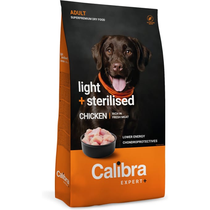 Calibra Dog EXPERT+ Adult Light & Steril. Kip 12 kg.