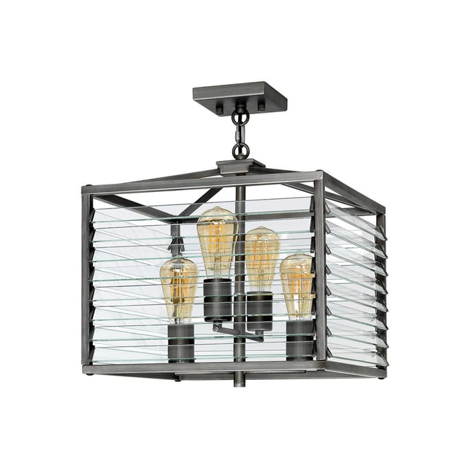 Elstead Lighting LED Hanglamp Louvre | 4X E27 Max 60W | Dimbaar | Painted Gunmetal