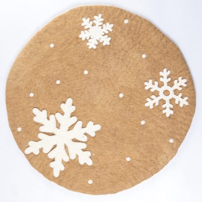 Onderzetter Vilt Gingerbread - Beige & Wit - 35cm - Fairtrade