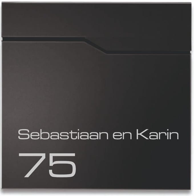 BR200.2 Brievenbus zwart met naam en huisnummer 37x37x11cm