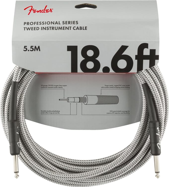 Fender Pro Instrumentenkabel 5,5m Wit Tweed