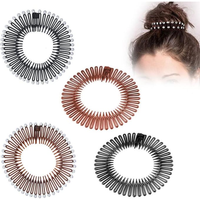 4 Stuks Elastische Haarband Rijstnoedel Kam Veer Pruik Kam Mode Haarband Haarkammen gray