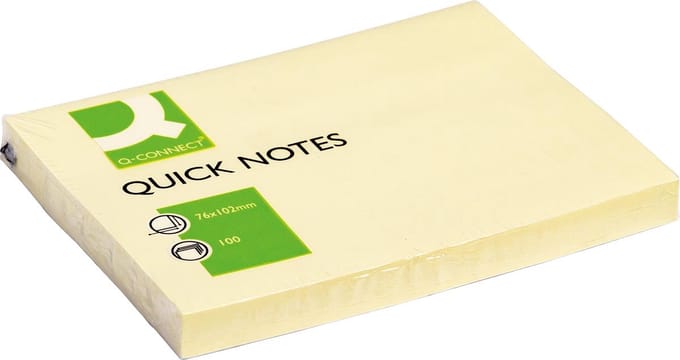 Q-CONNECT Quick Notes, ft 76 x 102 mm, 100 vel, pak van 12 stuks, geel