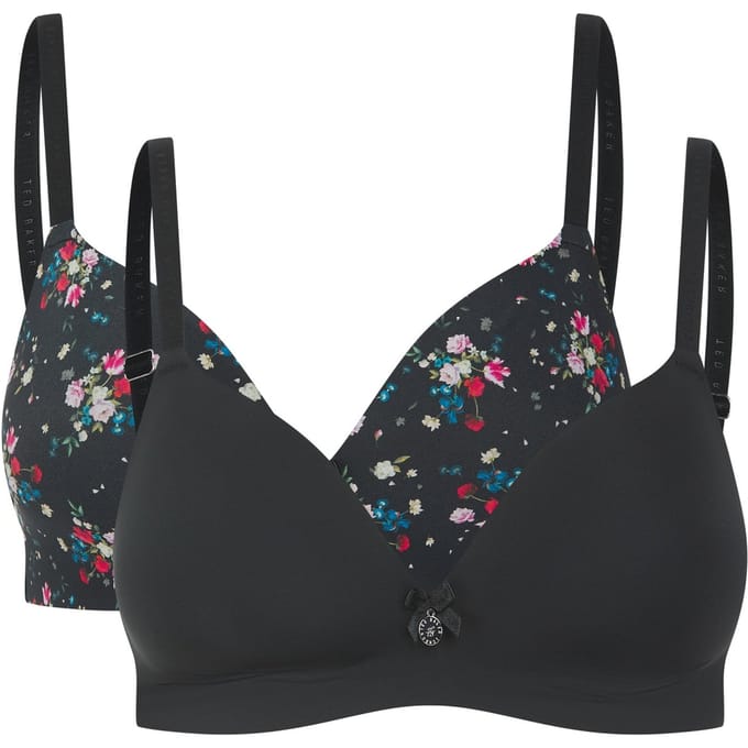 Ted Baker Fabel 2 Pk Ditsy Rose Print Wireless Shapiing Bra Jet Black  Größe: 36D | BHs Outlet | Damen | Rosa