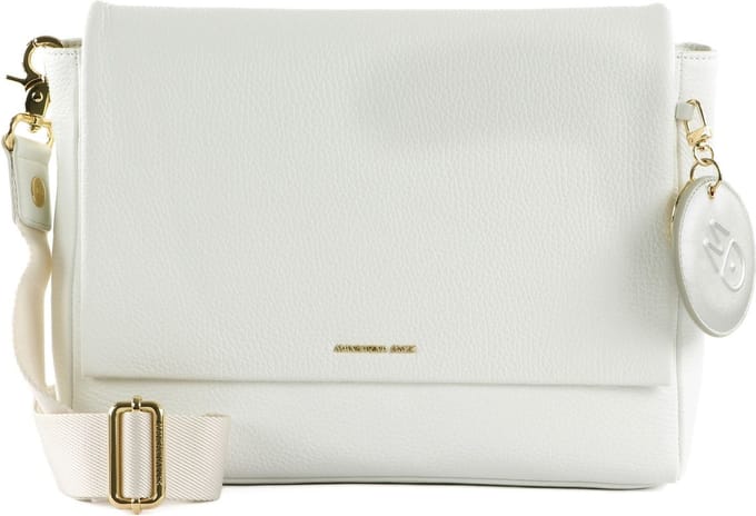 MANDARINA DUCK Leren Schoudertas Mellow Leather Messenger Optical White Wit