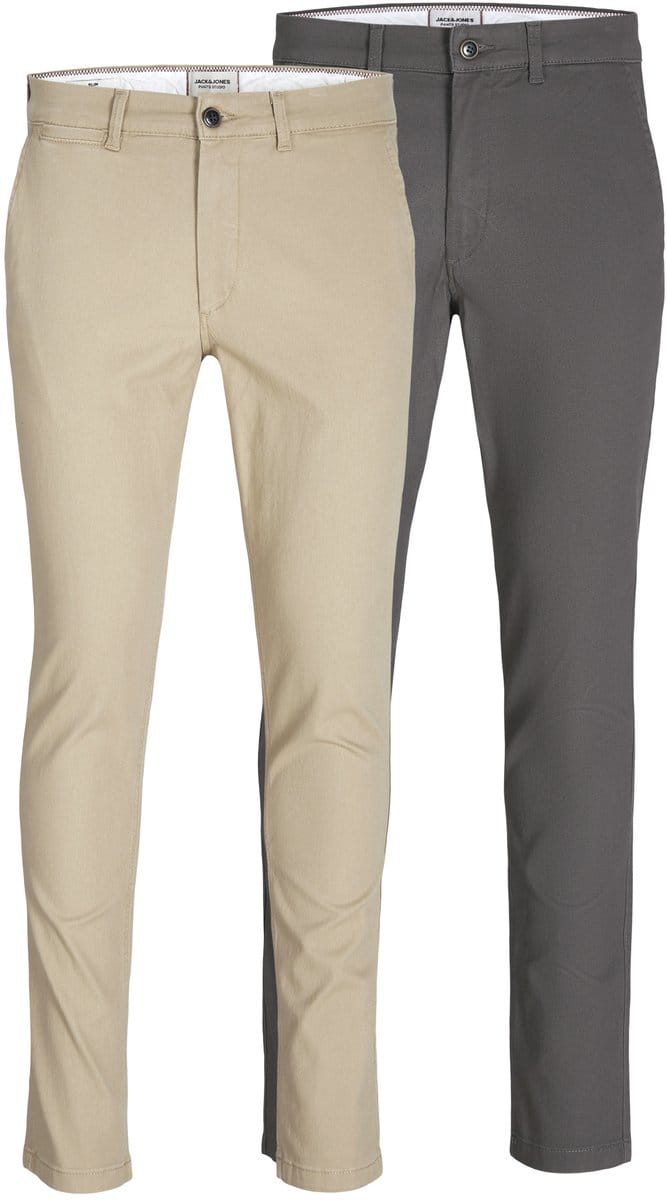 JACK & JONES Marco Dave (2-pack) loose fit - heren chino - beige en donkergrijs