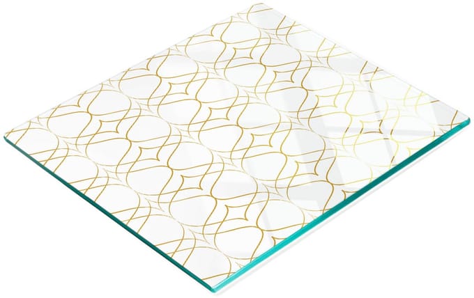Glazen serveerplank met grafisch geometrisch patroon 60x52 cm