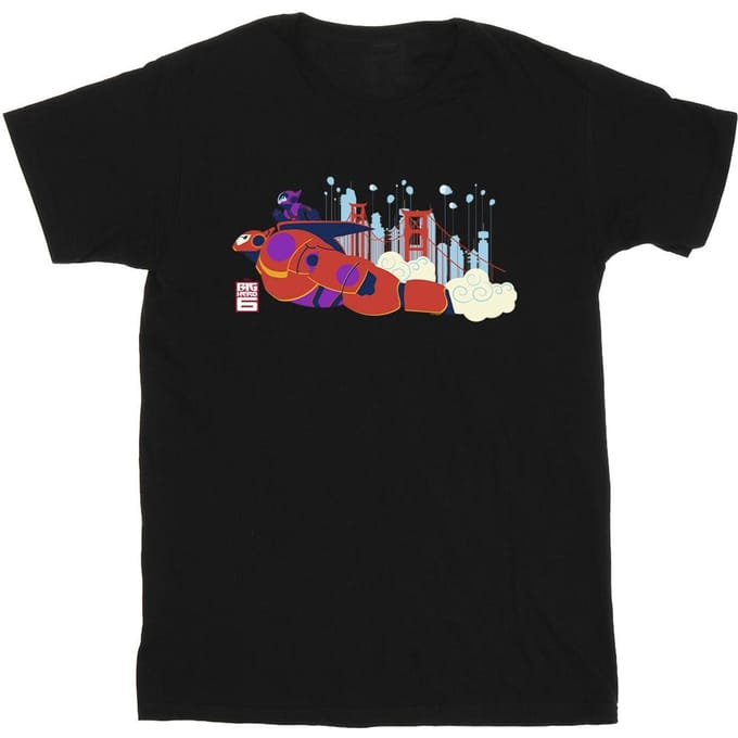 Disney Jongens Big Hero 6 Baymax Hiro Brug T-Shirt (Zwart)