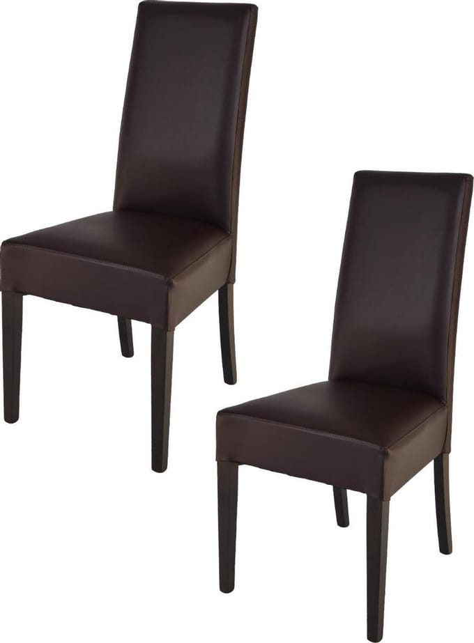 Tommychairs Luisa - Eetkamerstoelen - Set van 2 - Bruin & Moka - Kunstleer & Hout
