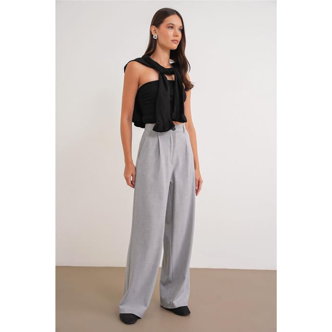 Hoge Taille Palazzo Broek met Zakken