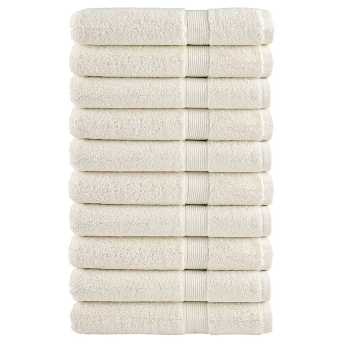 vidaXL - Handdoeken - SOLUND - 10 - st - 600 - g/m² - 100x200 - cm - crèmekleurig