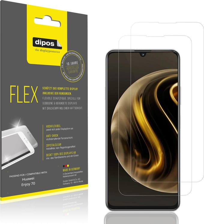 dipos – 2x Beschermfolie geschikt voor Huawei Enjoy 70 | 3D Full Cover Screenprotector | 100% Passend