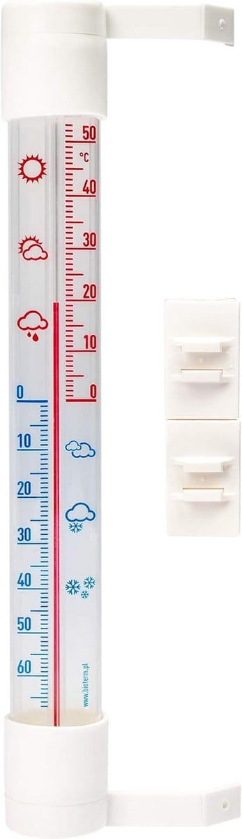 Buitenthermometer voor Raamkozijn - Transparant, Middelgroot, Universeel - Temperatuurschaal van -70 tot +50 °C