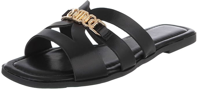 Dames Sandaal met Logo-detail en Platte Zool Mt:40