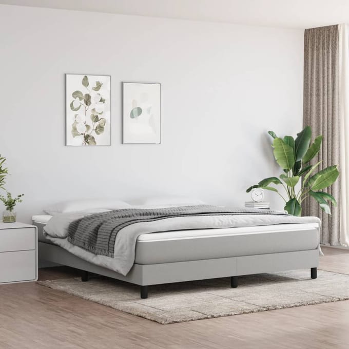 vidaXL - Boxspring - bed - stof - lichtgrijs - 160x200 - cm