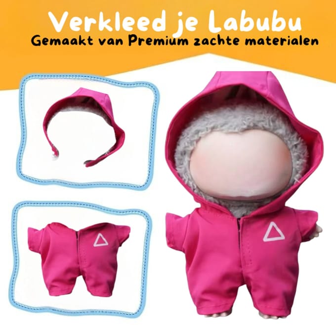Roze Poppenkleding - Met Overall van Inspired by Squid Game - Cool & Stoer - Geschikt voor Labubu