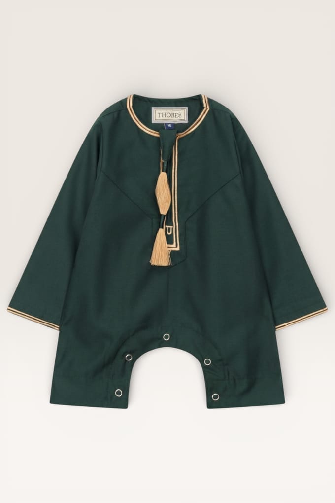 Kinderen jongens groene baby Ramadan Marokkaanse Thobe gewaad Emirati Eid Jubba LFS-B-TT003