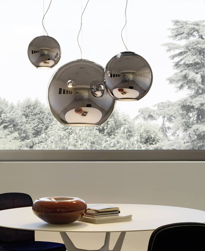 Fontana Arte Spiegelende hanglamp GLOBO DI LUCE, diameter 30 cm