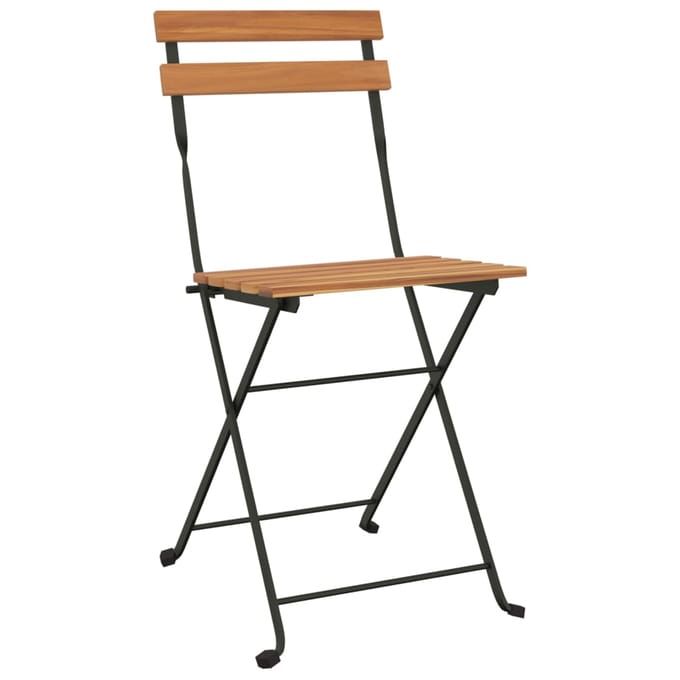 vidaXL - Opklapbare - stoelen, - 2 - stuks, - massief - teakhout - en - staal