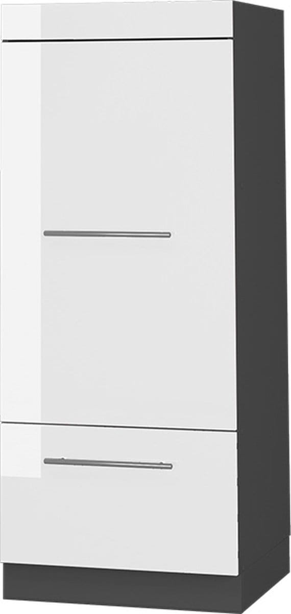 Vicco Hoge kast Fame-Line, Wit Hoogglans/Antraciet, 60 cm