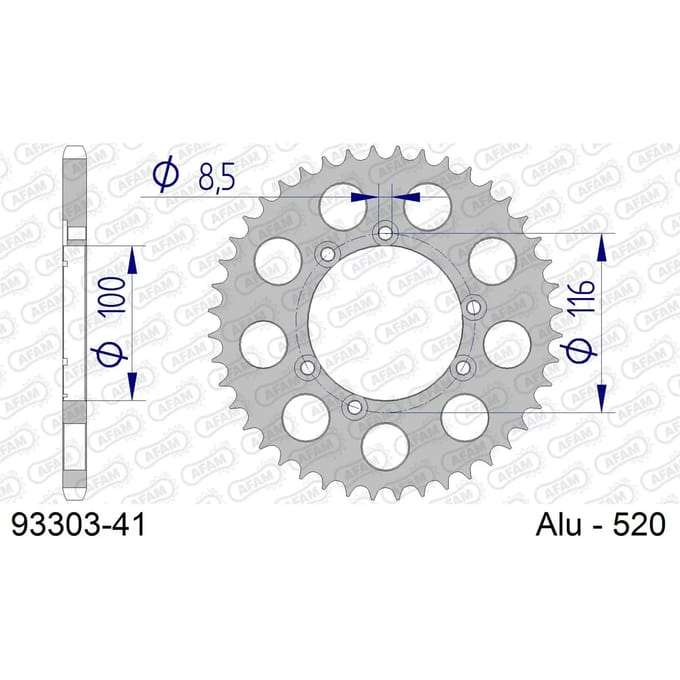 Aluminium tandwiel achter Afam 520 41 dents