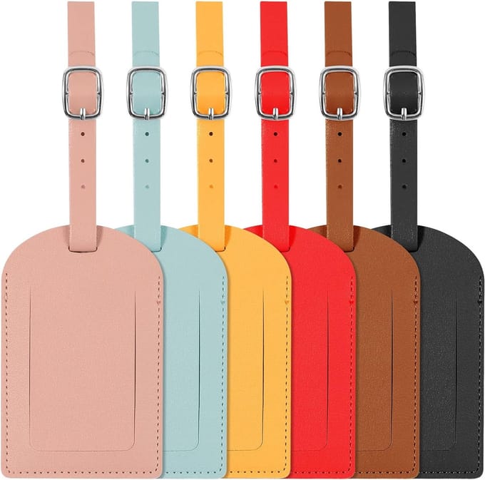 BOTC Kofferlabels - Leather Bagagelabel - 6 stuks Kofferlabel - Reisaccessoire - Naamlabel - Meerdere Kleuren