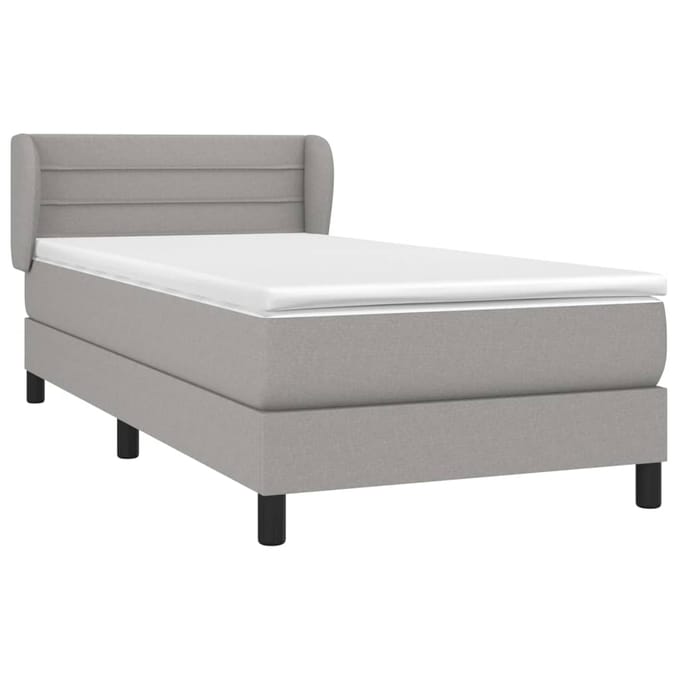 vidaXL - Boxspring - met - matras - stof - lichtgrijs - 90x200 - cm