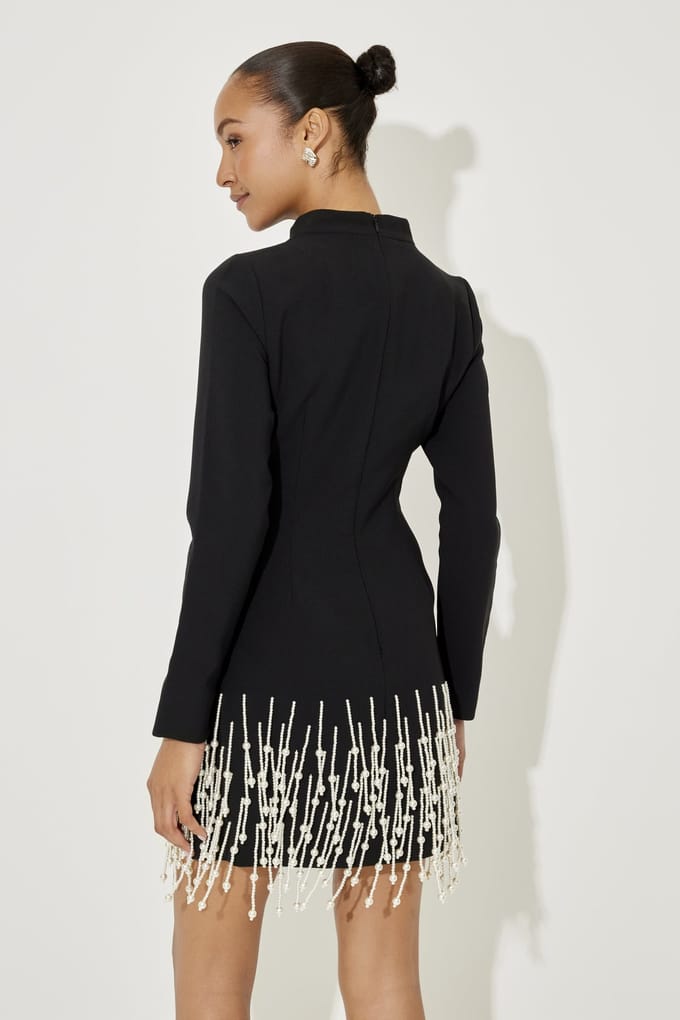 Odd Muse Pearl Sleeved Dress Black Größe: M | Minikleider Outlet | Damen | Schwarz