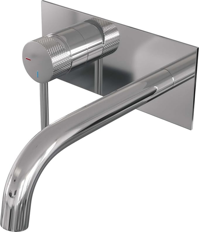 Brauer Chrome Carving inbouw wastafelmengkraan met gebogen uitloop en afdekplaat model A2 chroom
