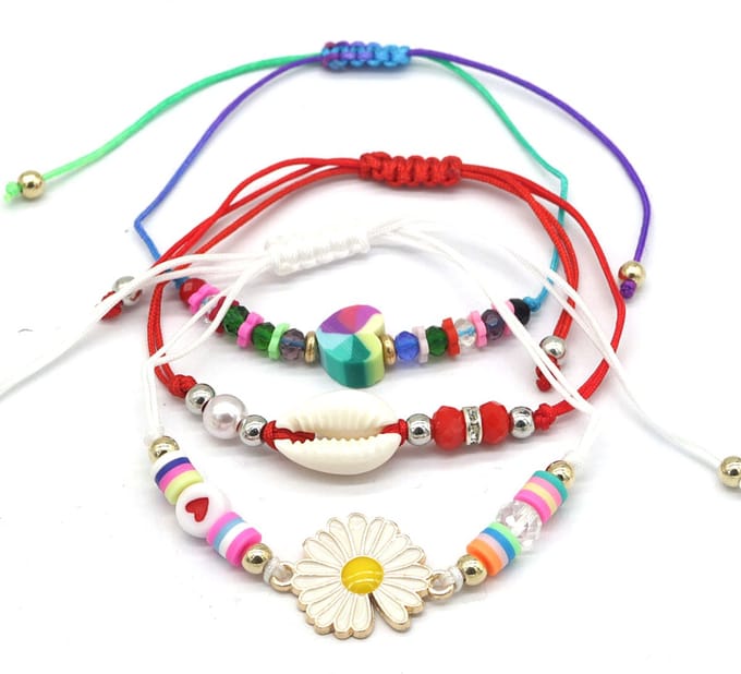 Set Armbanden - Schelp en Kralen - 3 Stuks