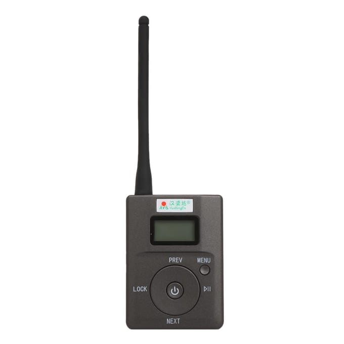 Draagbare 3,5 mm FM-zender met laag vermogen Digitale stereo radio-uitzending MIC zwart