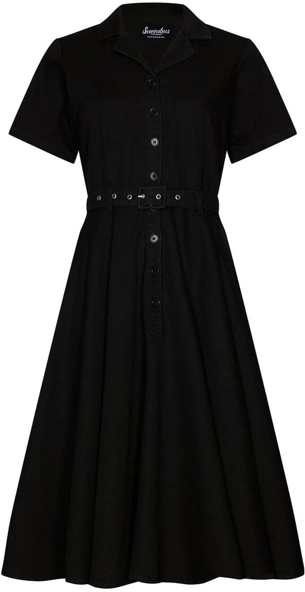 Succubus Clothing Ruby Denim 50's Swing Jurk Zwart