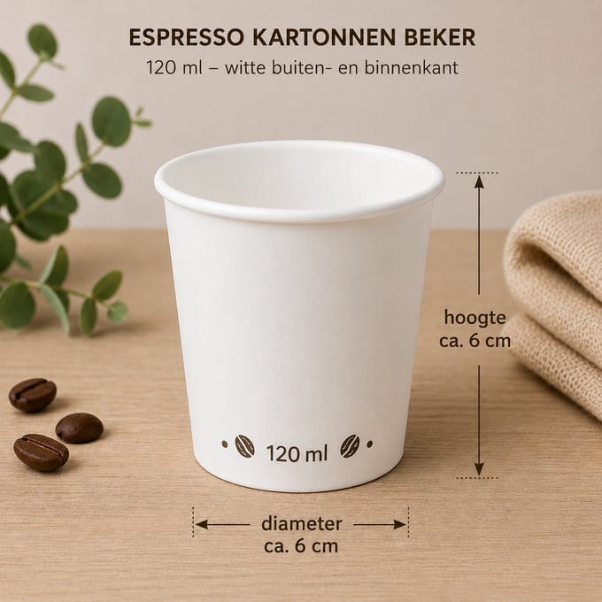 100x Beker espresso karton wegwerp wit 120ml - Espresso - Koffie thee chocomel soep drank water beker karton