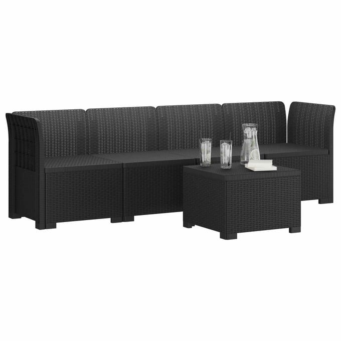 vidaXL - 4-Zits - Tuin - Sofa - Rieten - Look - PP - Antraciet