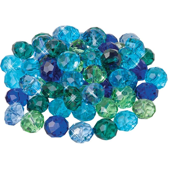 Glas geslepen kralen, 12 mm - Blauw/Groen